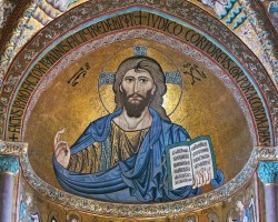 Christ Pantocrator. Mosaïque byzantine à l’église de Monreale, Palerme