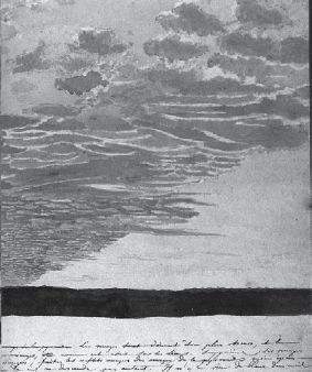 Dessin de ciel des Tropiques dans le           cahier de voyage de Hercule Florence, 1810. 