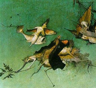 Hyeronimus Bosch, La Tentation de saint Antoine (détail). Lisbonne,musée d'Art ancien.