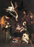 Michelangelo Merisi da Caravaggio (dit Le Caravage), Nativité avec Saint François et Saint Laurent (1609). Œuvre perdue, anciennement Église de San Lorenzo à Palerme. Photo D.R. 