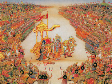 Miniature indienne illustrant la Bhagavad Gîta