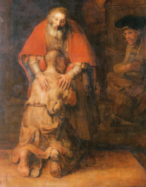 Rembrandt van Rijn : Le fils prodigue. détail (1663-1665) Huile sur toile, Saint-Pétersbourg, Musée de l’Hermitage.