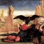 Cosmé Tura, Saint Jean à Patmos (1470). Madrid, Musée Thyssen-Bornemysza. Photo Wikimedia Commons